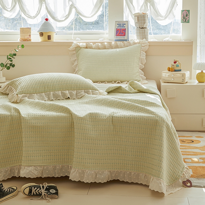 91家纺网 家纺一手货源 找家纺 （总）源舜家纺 2026新款天丝棉麻莱赛尔莫代尔天丝棉米粒绣床盖三件套