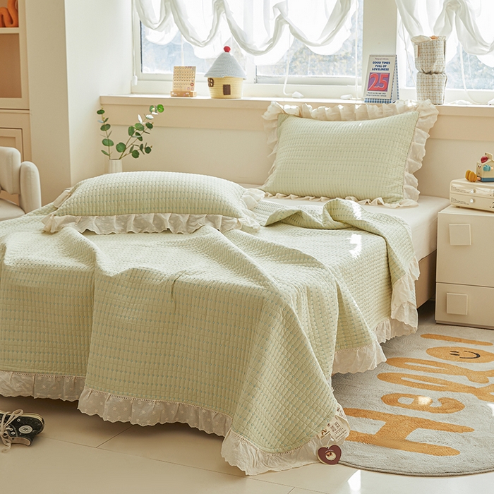 91家纺网 家纺一手货源 找家纺 （总）源舜家纺 2026新款天丝棉麻莱赛尔莫代尔天丝棉米粒绣床盖三件套