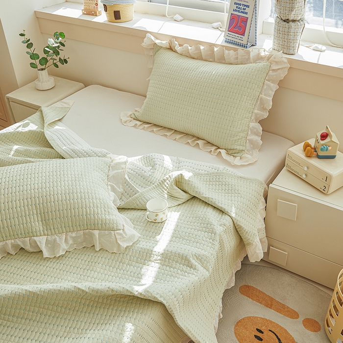 91家纺网 家纺一手货源 找家纺 （总）源舜家纺 2026新款天丝棉麻莱赛尔莫代尔天丝棉米粒绣床盖三件套