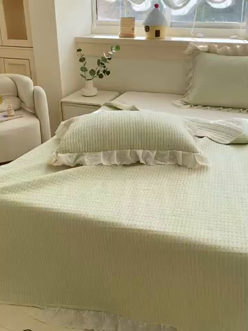 91家纺网 家纺一手货源 找家纺 （总）源舜家纺 2026新款天丝棉麻莱赛尔莫代尔天丝棉米粒绣床盖三件套