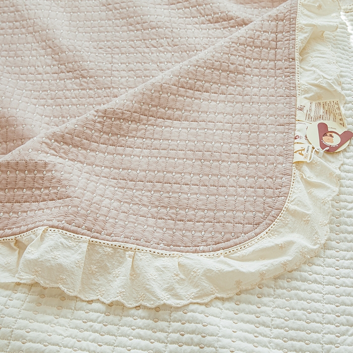 91家纺网 家纺一手货源 找家纺 源舜家纺 2026新款天丝棉麻莱赛尔莫代尔天丝棉米粒绣床盖三件套 米粒-豆沙