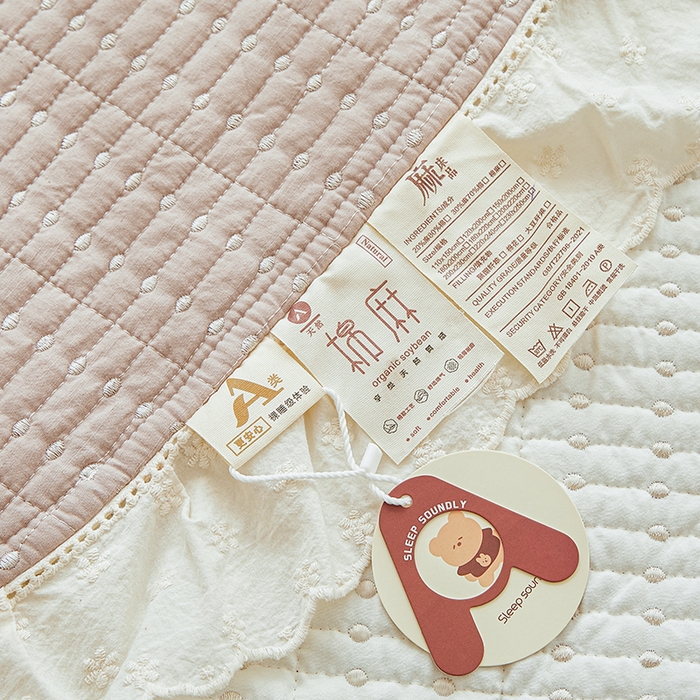 91家纺网 家纺一手货源 找家纺 源舜家纺 2026新款天丝棉麻莱赛尔莫代尔天丝棉米粒绣床盖三件套 米粒-豆沙