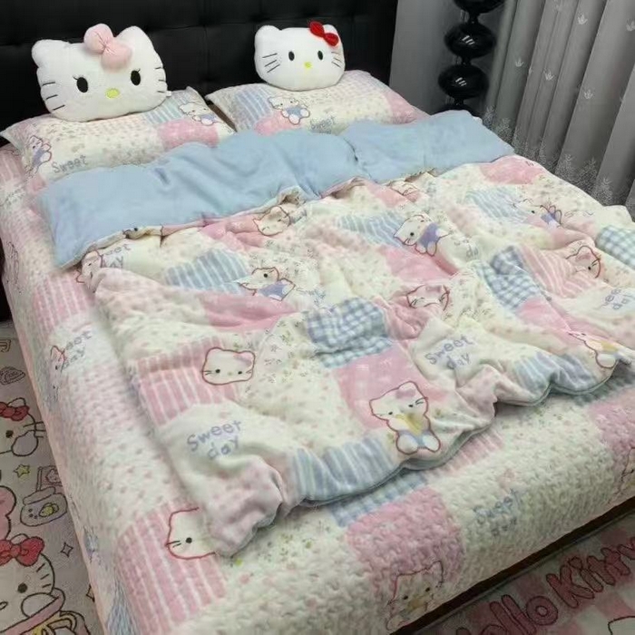 91家纺网 家纺一手货源 找家纺 （总）添越家纺 2025新款简约款牛奶绒床盖四件套