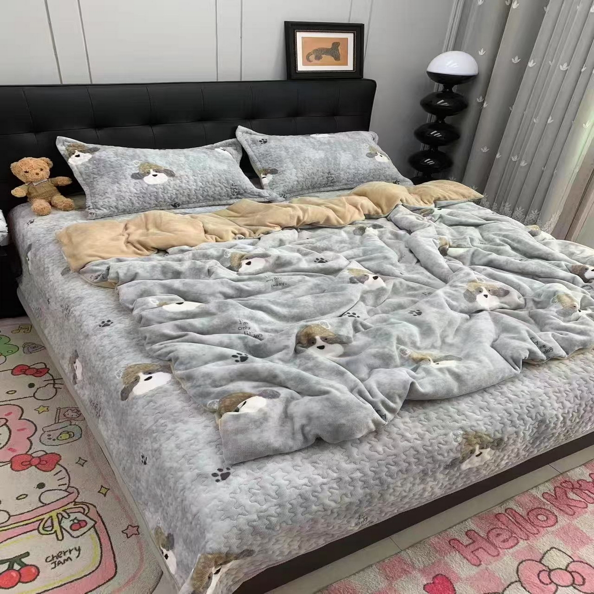 91家纺网 家纺一手货源 找家纺 （总）添越家纺 2025新款简约款牛奶绒床盖四件套