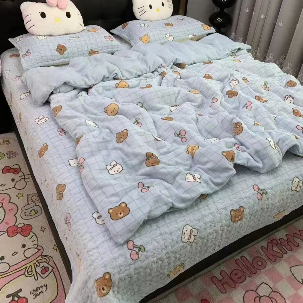 91家纺网 家纺一手货源 找家纺 （总）添越家纺 2025新款简约款牛奶绒床盖四件套