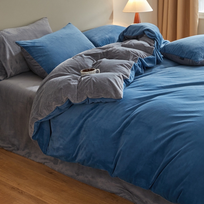 91家纺网 家纺一手货源 找家纺 （总）禧澜庭 2025新款A类婴儿绒纯色德芙绒宝宝绒牛奶绒法莱绒四件套-被套黑标款