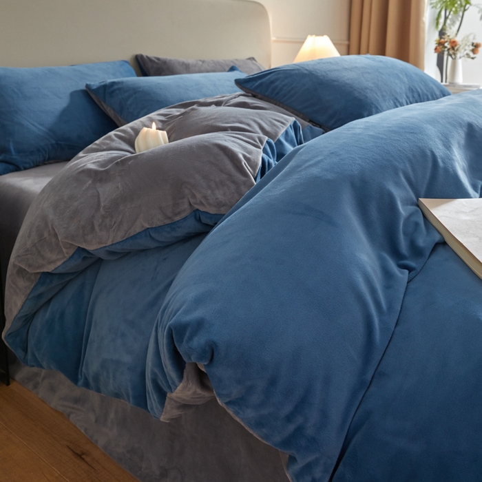 91家纺网 家纺一手货源 找家纺 （总）禧澜庭 2025新款A类婴儿绒纯色德芙绒宝宝绒牛奶绒法莱绒四件套-被套黑标款