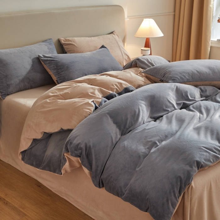 91家纺网 家纺一手货源 找家纺 （总）禧澜庭 2025新款A类婴儿绒纯色德芙绒宝宝绒牛奶绒法莱绒四件套-被套黑标款