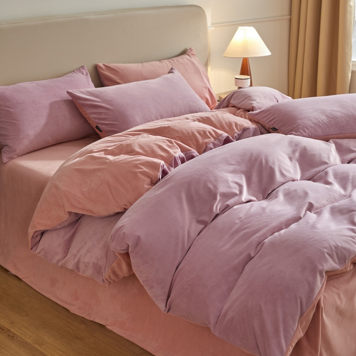 91家纺网 家纺一手货源 找家纺 （总）禧澜庭 2025新款A类婴儿绒纯色德芙绒宝宝绒牛奶绒法莱绒四件套-被套黑标款