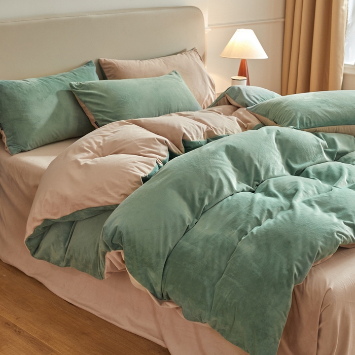 91家纺网 家纺一手货源 找家纺 （总）禧澜庭 2025新款A类婴儿绒纯色德芙绒宝宝绒牛奶绒法莱绒四件套-被套黑标款