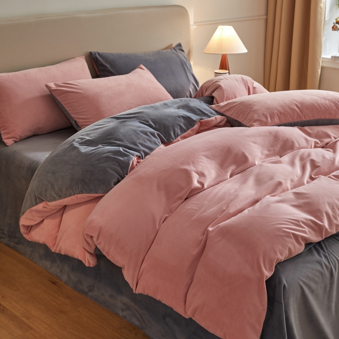 91家纺网 家纺一手货源 找家纺 （总）禧澜庭 2025新款A类婴儿绒纯色德芙绒宝宝绒牛奶绒法莱绒四件套-被套黑标款