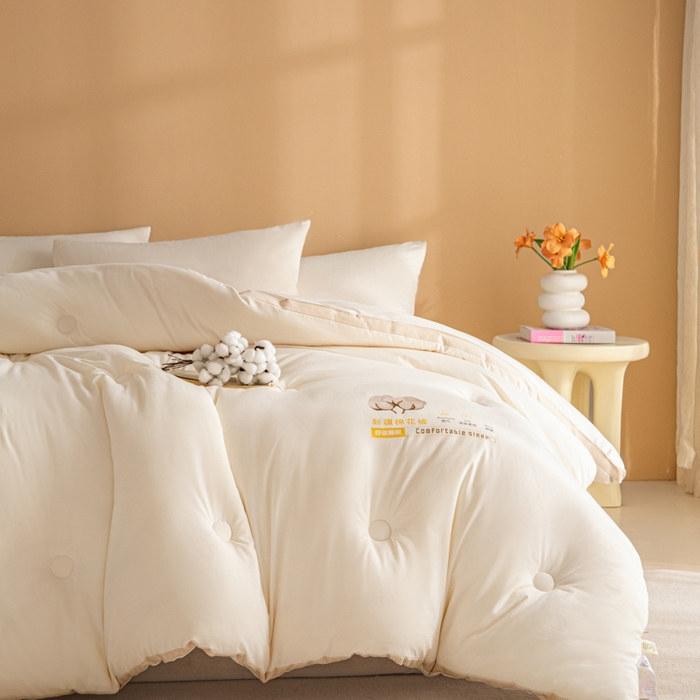 91家纺网 家纺一手货源 找家纺 爱彼家纺 2025冬季新款A类100%新疆棉花被棉絮春秋被冬被被子被芯 新月白-100%棉花被