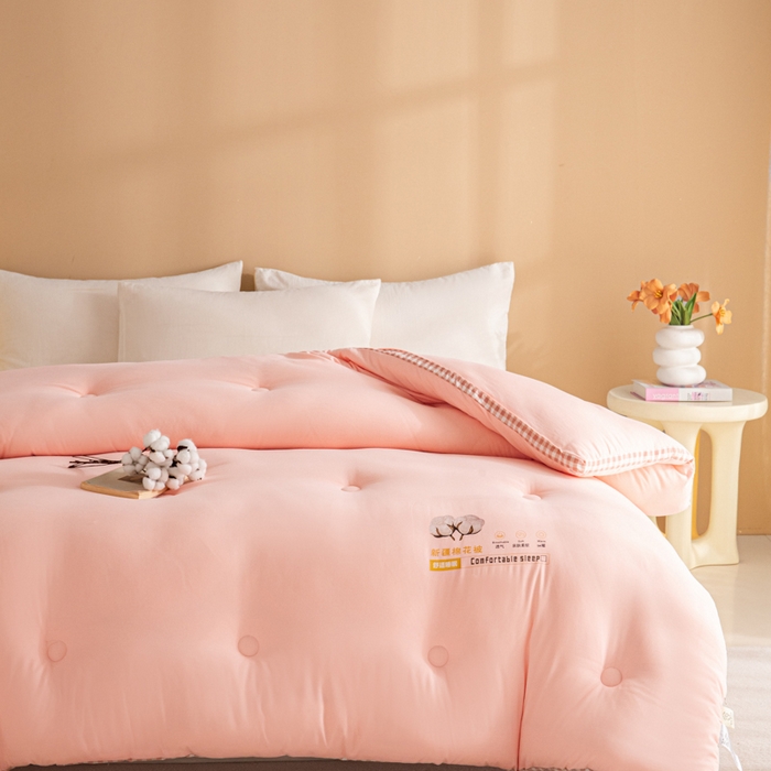 91家纺网 家纺一手货源 找家纺 爱彼家纺 2025冬季新款A类100%新疆棉花被棉絮春秋被冬被被子被芯 浪漫粉-100%棉花被