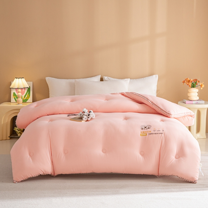 91家纺网 家纺一手货源 找家纺 爱彼家纺 2025冬季新款A类100%新疆棉花被棉絮春秋被冬被被子被芯 浪漫粉-100%棉花被