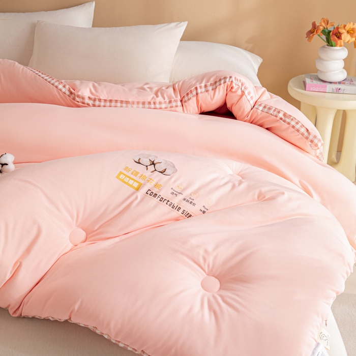 91家纺网 家纺一手货源 找家纺 爱彼家纺 2025冬季新款A类100%新疆棉花被棉絮春秋被冬被被子被芯 浪漫粉-100%棉花被