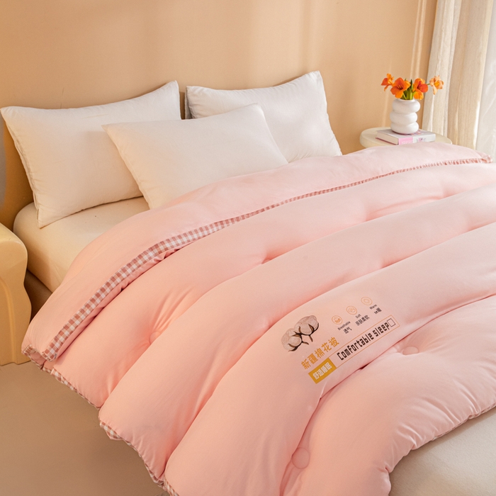 91家纺网 家纺一手货源 找家纺 爱彼家纺 2025冬季新款A类100%新疆棉花被棉絮春秋被冬被被子被芯 浪漫粉-100%棉花被