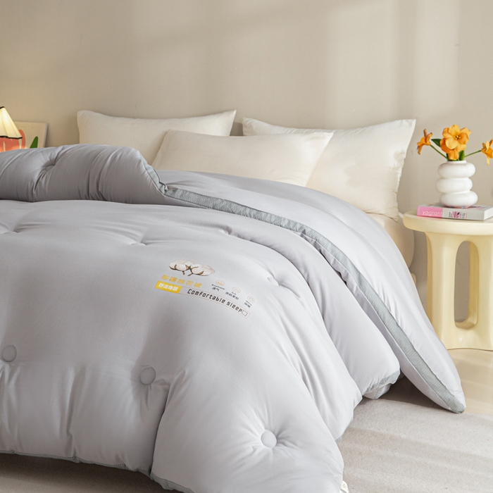 91家纺网 家纺一手货源 找家纺 爱彼家纺 2025冬季新款A类100%新疆棉花被棉絮春秋被冬被被子被芯 时光灰-100%棉花被