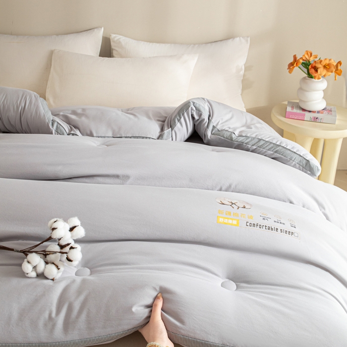 91家纺网 家纺一手货源 找家纺 爱彼家纺 2025冬季新款A类100%新疆棉花被棉絮春秋被冬被被子被芯 时光灰-100%棉花被