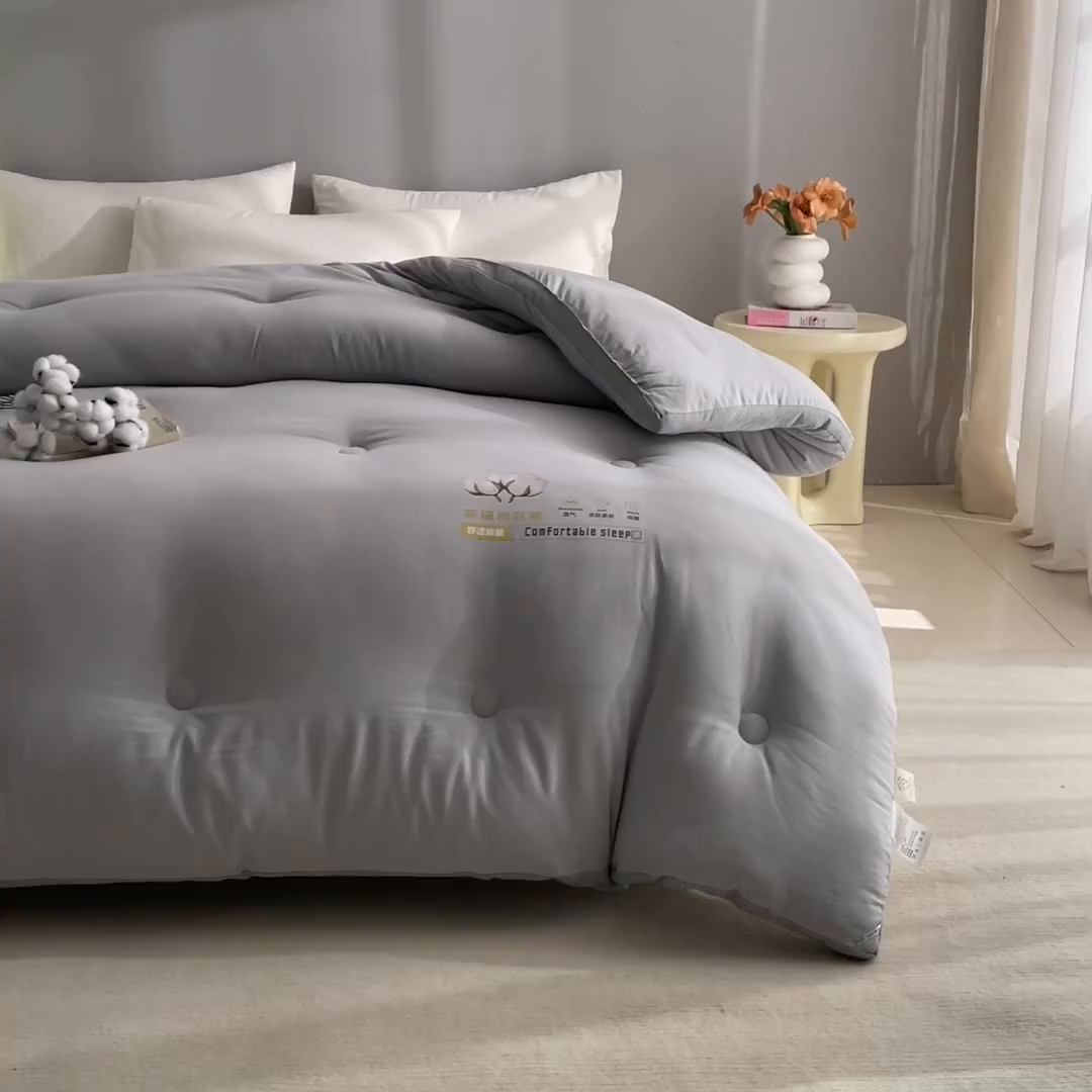 91家纺网 家纺一手货源 找家纺 爱彼家纺 2025冬季新款A类100%新疆棉花被棉絮春秋被冬被被子被芯 时光灰-100%棉花被
