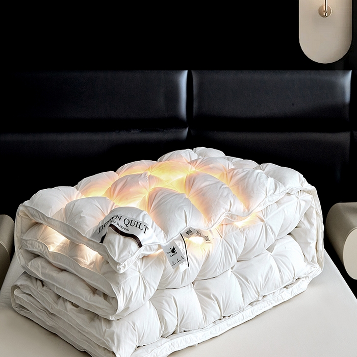 91家纺网 家纺一手货源 找家纺 顺发床垫 2025新款全棉纯棉立体扭花羽毛被加厚被子秋冬春秋被冬被直播供货 立体白色