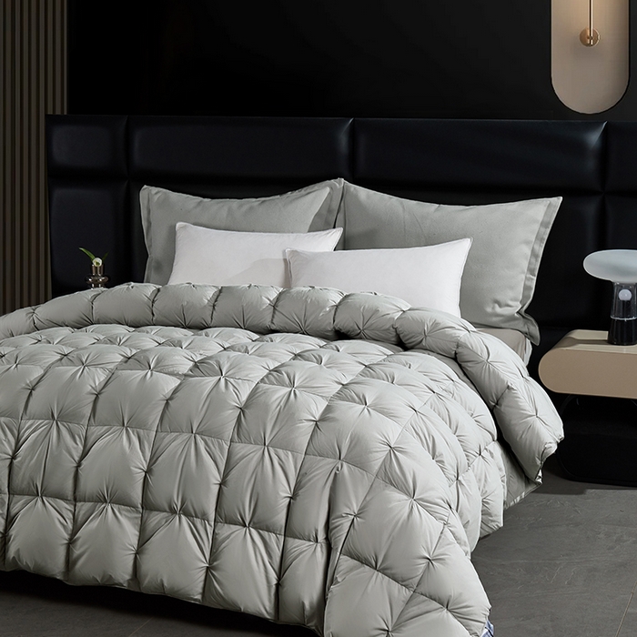 91家纺网 家纺一手货源 找家纺 顺发床垫 2025新款全棉纯棉立体扭花羽毛被加厚被子秋冬春秋被冬被直播供货 立体灰色