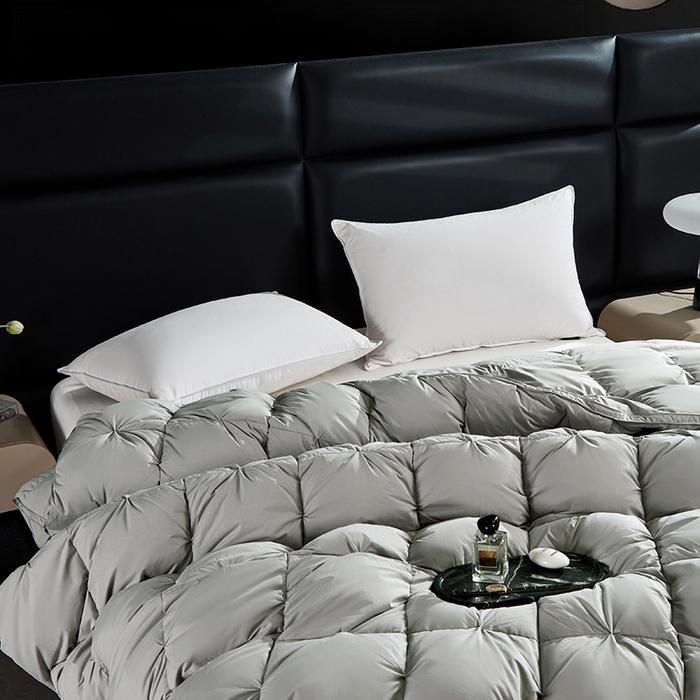 91家纺网 家纺一手货源 找家纺 顺发床垫 2025新款全棉纯棉立体扭花羽毛被加厚被子秋冬春秋被冬被直播供货 立体灰色