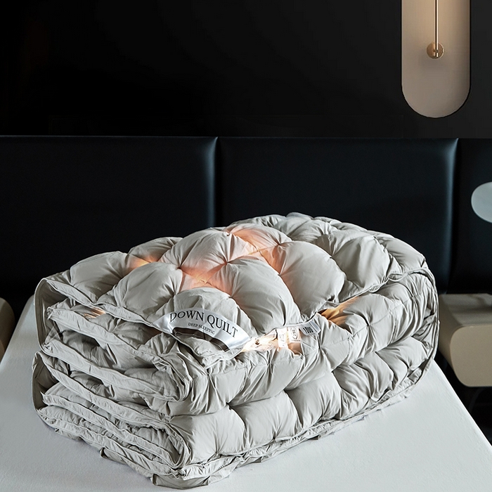 91家纺网 家纺一手货源 找家纺 顺发床垫 2025新款全棉纯棉立体扭花羽毛被加厚被子秋冬春秋被冬被直播供货 立体灰色