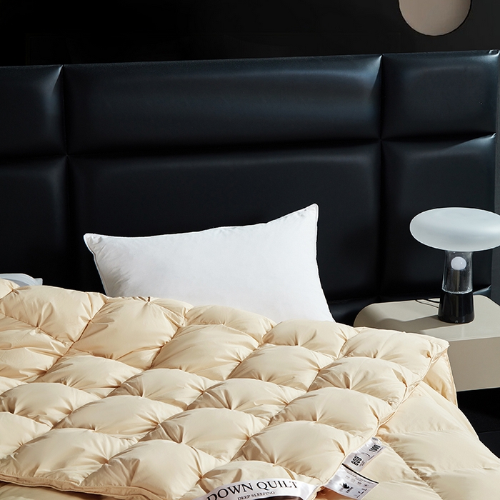 91家纺网 家纺一手货源 找家纺 顺发床垫 2025新款全棉纯棉立体扭花羽毛被加厚被子秋冬春秋被冬被直播供货 立体金色