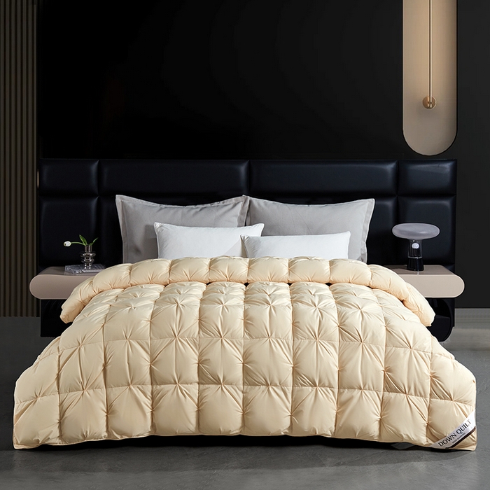 91家纺网 家纺一手货源 找家纺 顺发床垫 2025新款全棉纯棉立体扭花羽毛被加厚被子秋冬春秋被冬被直播供货 立体金色