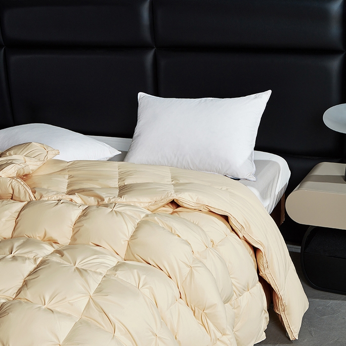 91家纺网 家纺一手货源 找家纺 顺发床垫 2025新款全棉纯棉立体扭花羽毛被加厚被子秋冬春秋被冬被直播供货 立体金色