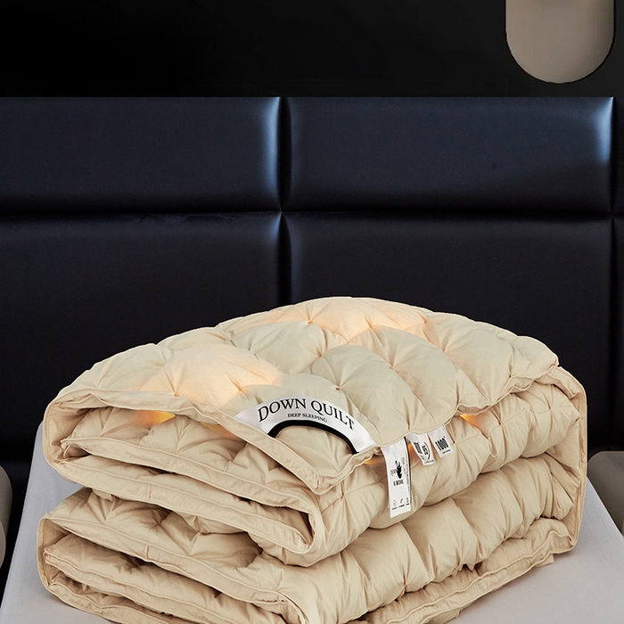 91家纺网 家纺一手货源 找家纺 顺发床垫 2025新款全棉纯棉立体扭花羽毛被加厚被子秋冬春秋被冬被直播供货 立体金色