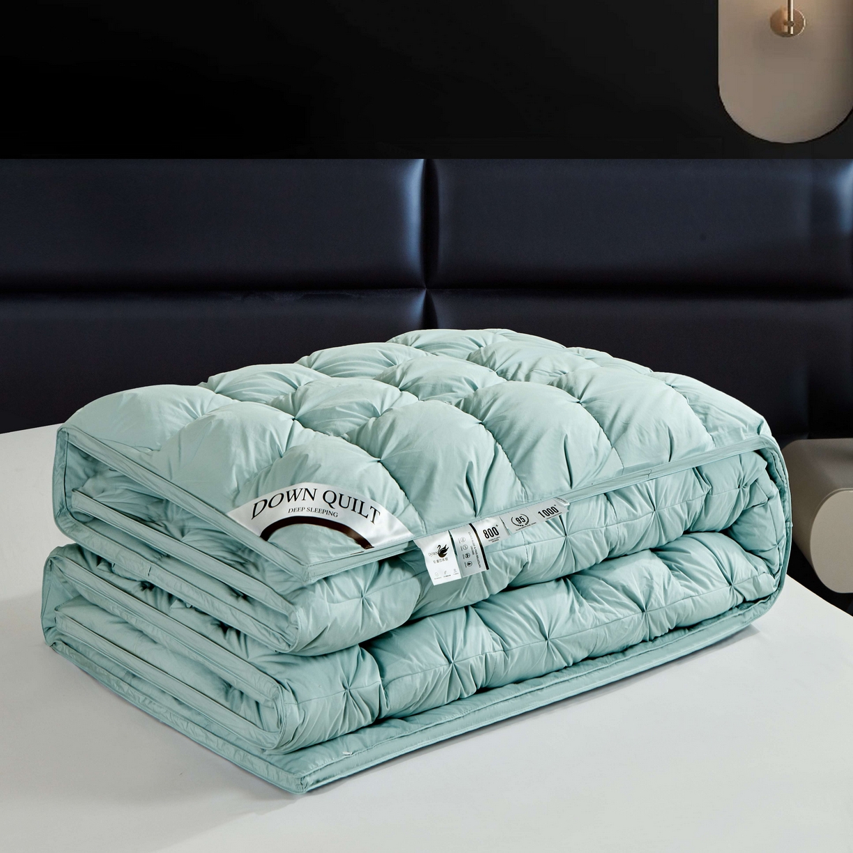 91家纺网 家纺一手货源 找家纺 顺发床垫 2025新款全棉纯棉立体扭花羽毛被加厚被子秋冬春秋被冬被直播供货 立体蓝色