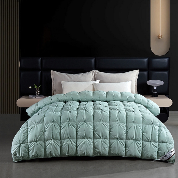 91家纺网 家纺一手货源 找家纺 顺发床垫 2025新款全棉纯棉立体扭花羽毛被加厚被子秋冬春秋被冬被直播供货 立体蓝色