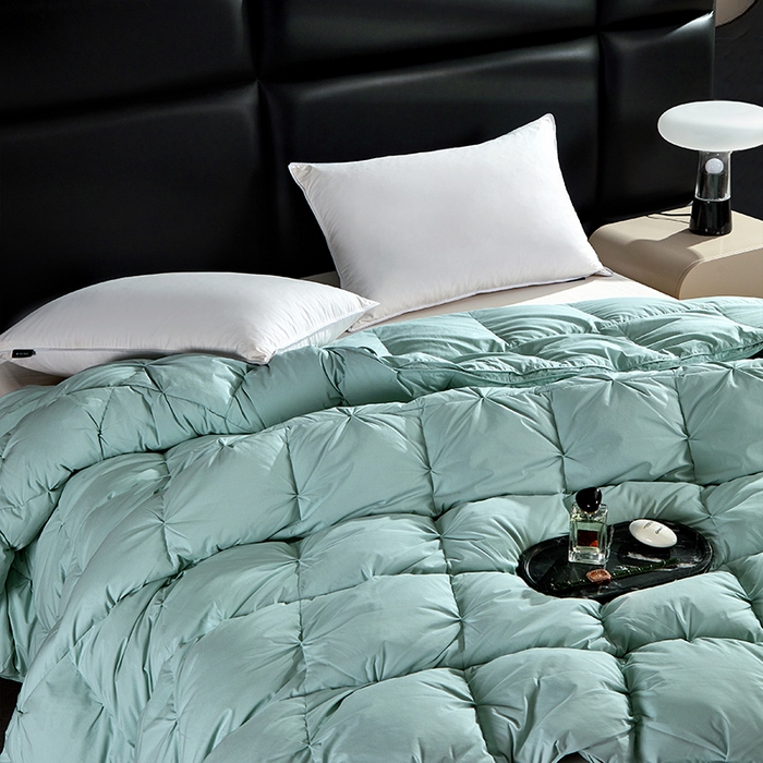 91家纺网 家纺一手货源 找家纺 顺发床垫 2025新款全棉纯棉立体扭花羽毛被加厚被子秋冬春秋被冬被直播供货 立体蓝色