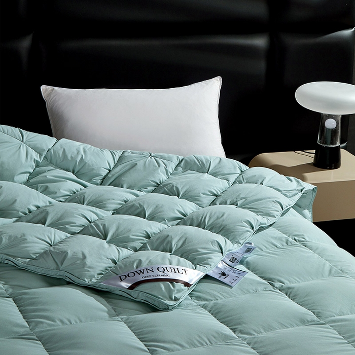 91家纺网 家纺一手货源 找家纺 顺发床垫 2025新款全棉纯棉立体扭花羽毛被加厚被子秋冬春秋被冬被直播供货 立体蓝色