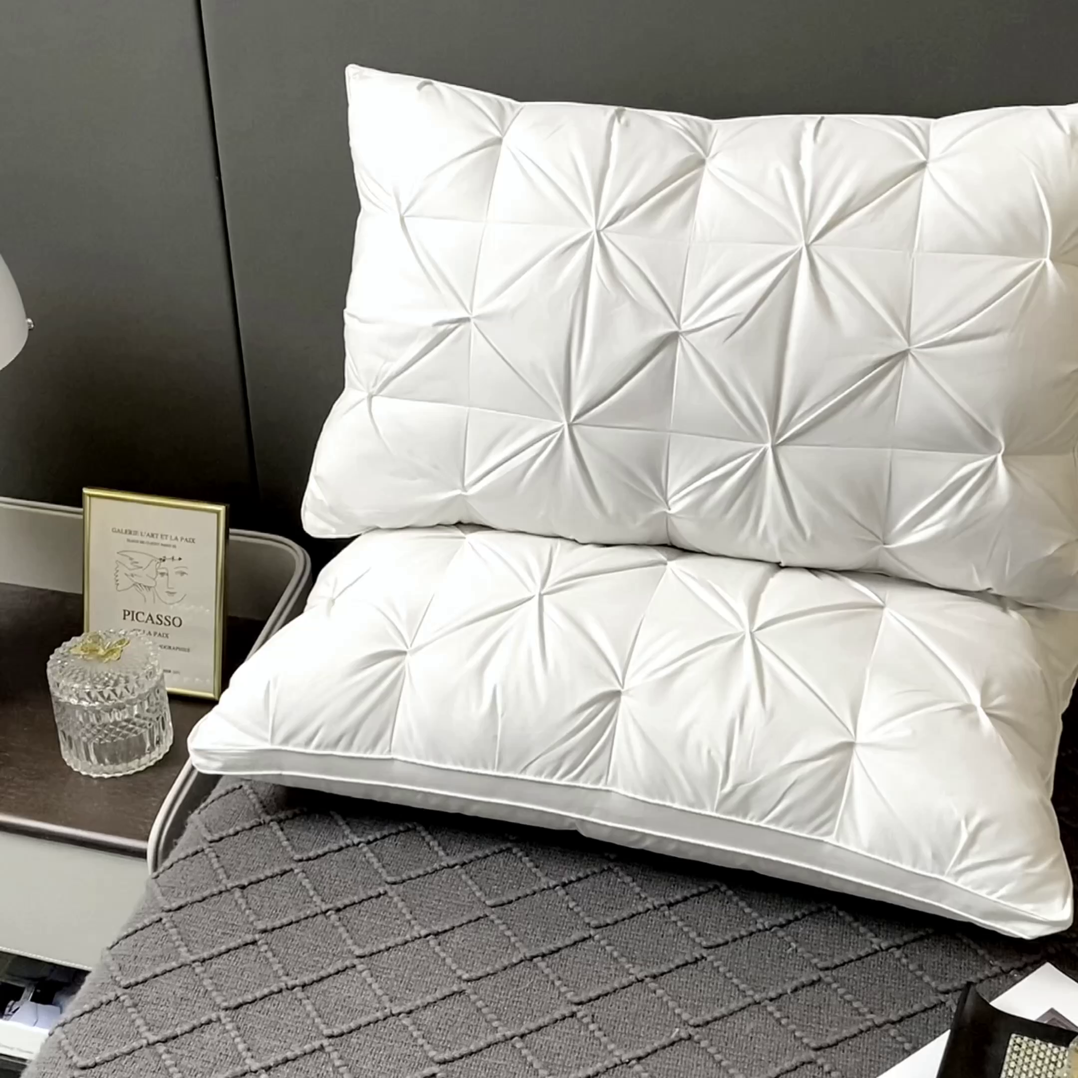 91家纺网 家纺一手货源 找家纺 顺发床垫 2025新款全棉纯棉立体扭花枕头枕芯 白色