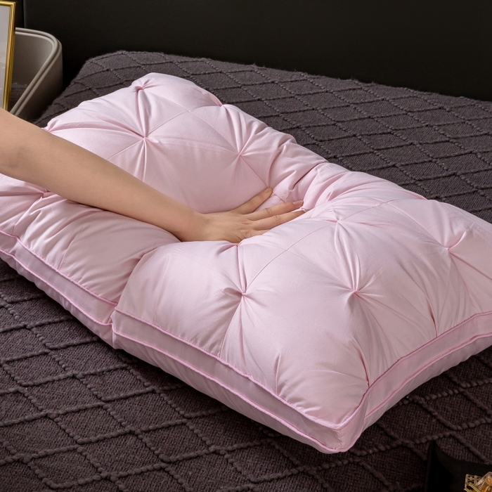 91家纺网 家纺一手货源 找家纺 顺发床垫 2025新款全棉纯棉立体扭花枕头枕芯 粉色