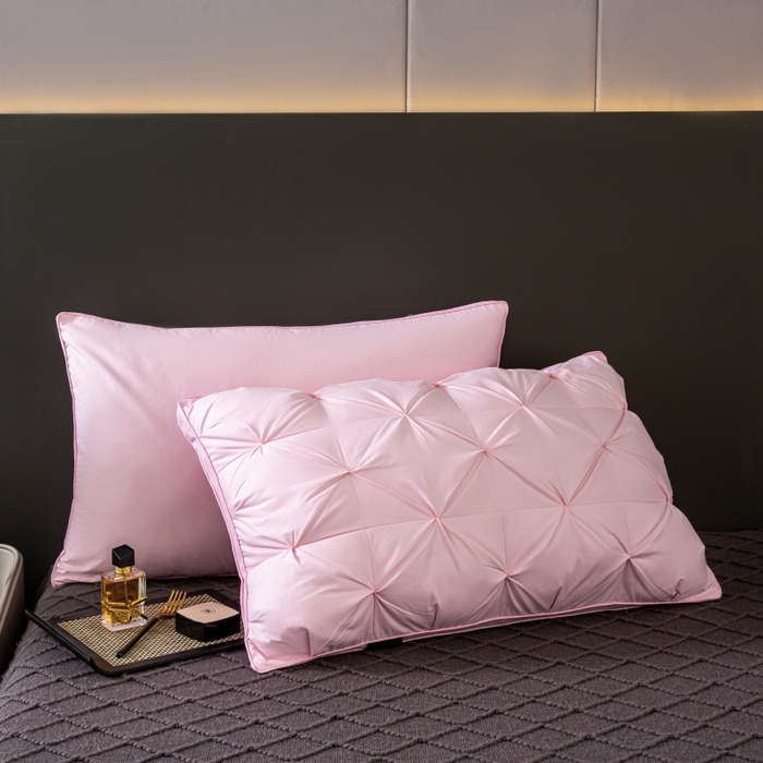 91家纺网 家纺一手货源 找家纺 顺发床垫 2025新款全棉纯棉立体扭花枕头枕芯 粉色