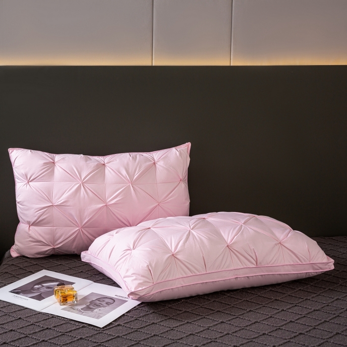 91家纺网 家纺一手货源 找家纺 顺发床垫 2025新款全棉纯棉立体扭花枕头枕芯 粉色