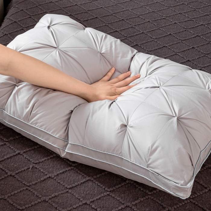 91家纺网 家纺一手货源 找家纺 顺发床垫 2025新款全棉纯棉立体扭花枕头枕芯 灰色