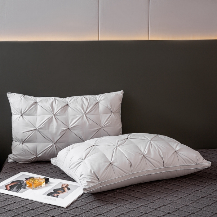 91家纺网 家纺一手货源 找家纺 顺发床垫 2025新款全棉纯棉立体扭花枕头枕芯 灰色