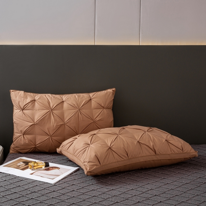 91家纺网 家纺一手货源 找家纺 顺发床垫 2025新款全棉纯棉立体扭花枕头枕芯 咖色