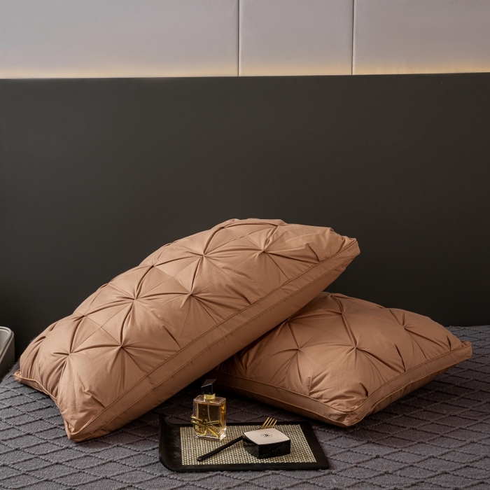 91家纺网 家纺一手货源 找家纺 顺发床垫 2025新款全棉纯棉立体扭花枕头枕芯 咖色