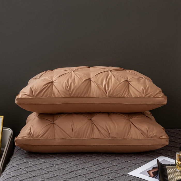 91家纺网 家纺一手货源 找家纺 顺发床垫 2025新款全棉纯棉立体扭花枕头枕芯 咖色