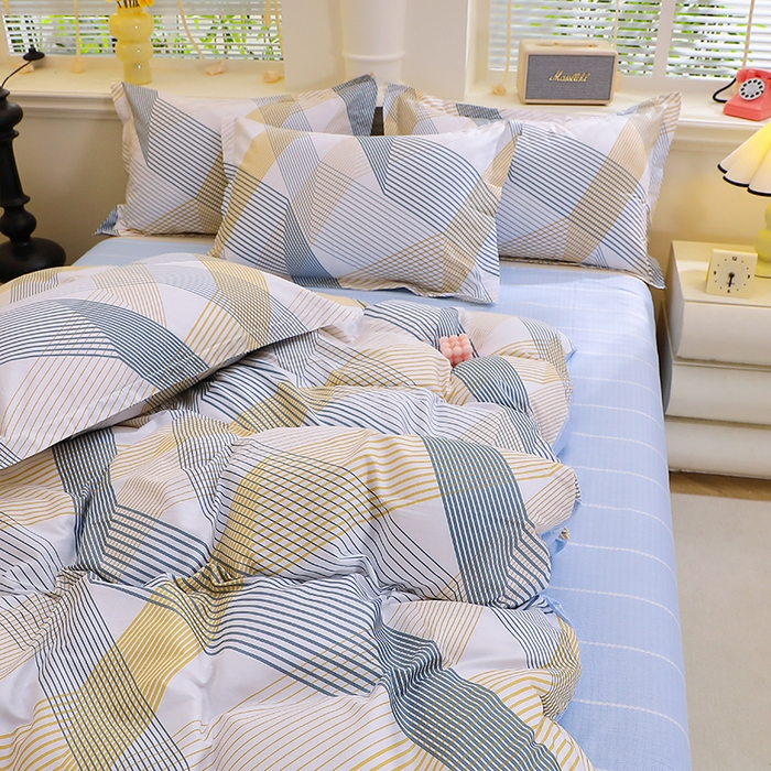 91家纺网 家纺一手货源 找家纺 牧笛缘家纺 2025新款全棉12868四件套简约生活