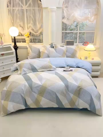 91家纺网 家纺一手货源 找家纺 牧笛缘家纺 2025新款全棉12868四件套简约生活