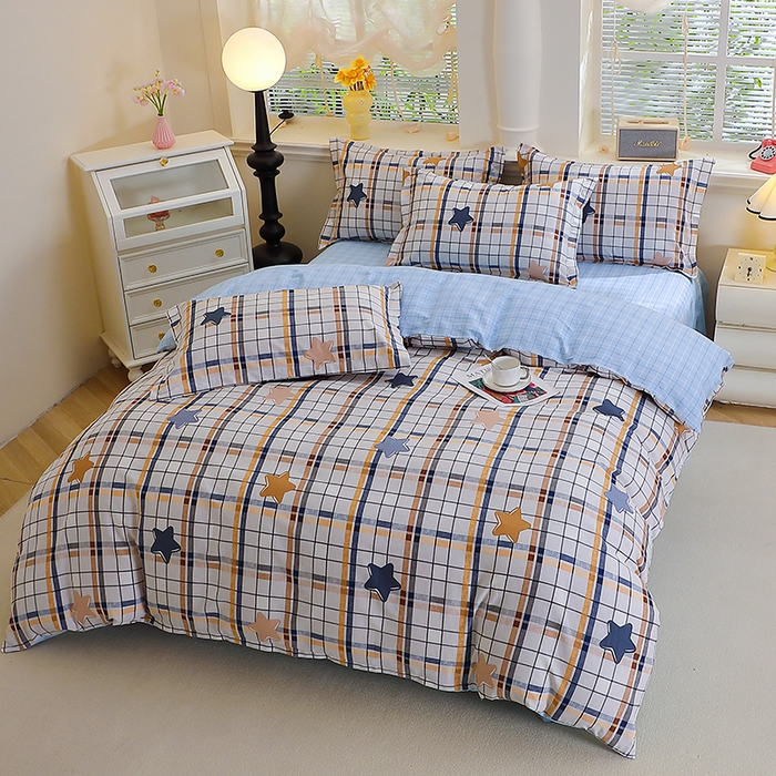 91家纺网 家纺一手货源 找家纺 牧笛缘家纺 2025新款全棉12868四件套星星点点