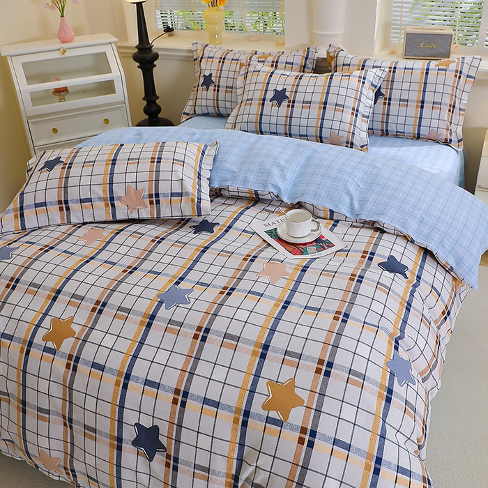 91家纺网 家纺一手货源 找家纺 牧笛缘家纺 2025新款全棉12868四件套星星点点