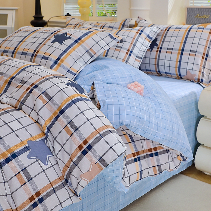 91家纺网 家纺一手货源 找家纺 牧笛缘家纺 2025新款全棉12868四件套星星点点