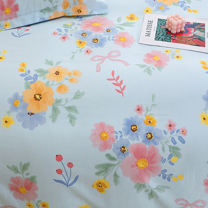 91家纺网 家纺一手货源 找家纺 牧笛缘家纺 2025新款全棉12868单被套锦瑟花漾-蓝